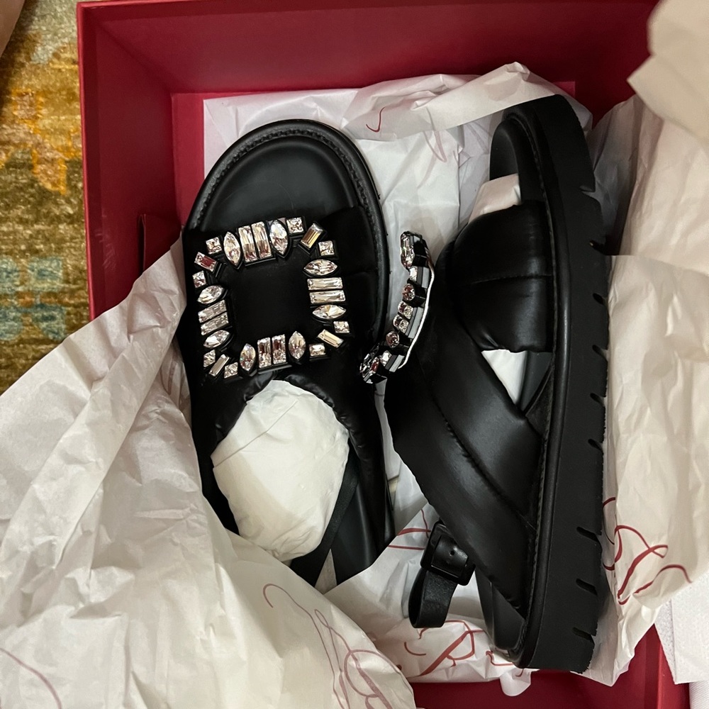 Black leather w crystal